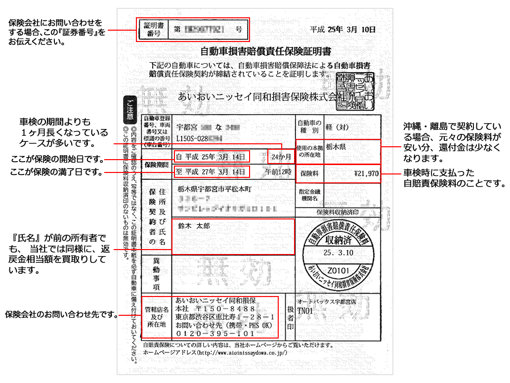 自賠責保険の解約 廃車買取り専門店ならビッグエイト