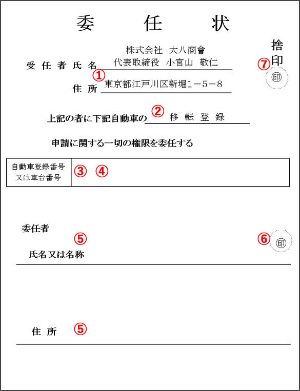 委任状とは 委任状 譲渡証 理由書等 廃車手続きの書類 廃車買取り専門店ならビッグエイト