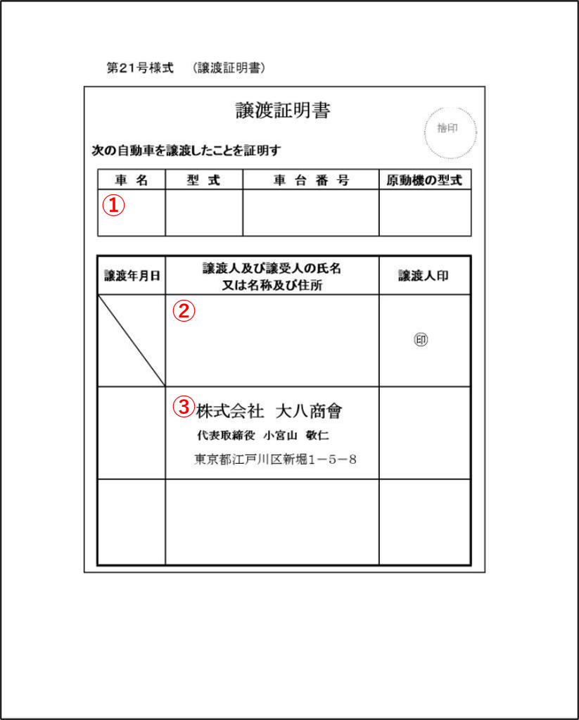 譲渡証明書とは 委任状 譲渡証 理由書等 廃車手続きの書類 廃車買取り専門店ならビッグエイト