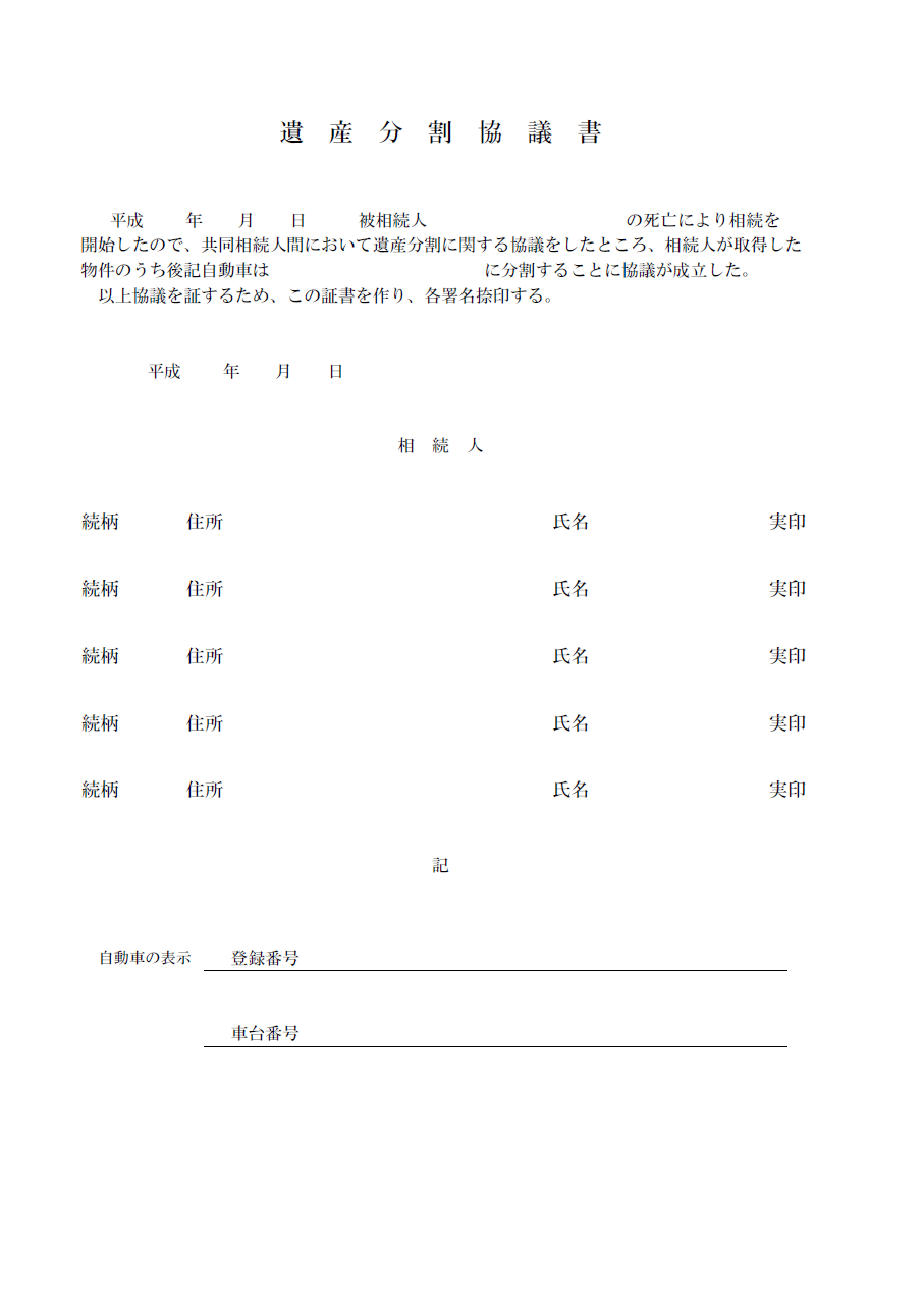 遺産分割協議書