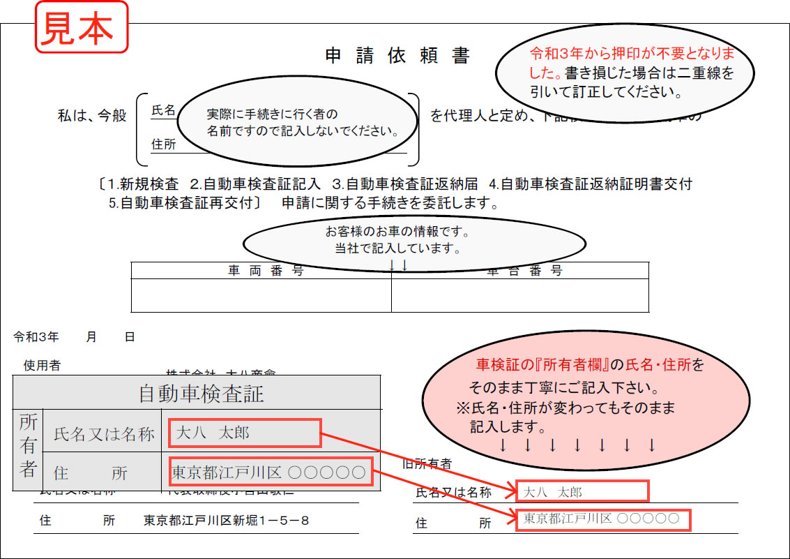 申請依頼書 軽自動車の廃車に使用 委任状 譲渡証 理由書等 廃車手続きの書類 廃車買取り専門店ならビッグエイト